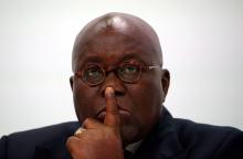 Ghana's President Nana Addo Dankwa Akufo-Addo listens during a news conference to mark the end of the Commonwealth Heads of Government Meeting at Marlborough House in London, Britain, April 20, 2018. PHOTO BY REUTERS/Hannah McKay