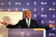 Israeli Prime Minister Benjamin Netanyahu gestures as he speaks during the International Homeland Security Forum conference in Jerusalem, June 14, 2018. PHOTO BY REUTERS/Ammar Awad