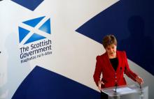 First Minister Nicola Sturgeon speaks on the 20th anniversary of Scotland voting to establish its own Parliament, in Edinburgh, Britain, September 11, 2017. PHOTO BY REUTERS/Russell Cheyne