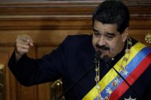 Venezuela's Presidente Nicolas Maduro gestures as he speaks during a session of the National Constituent Assembly at Palacio Federal Legislativo in Caracas, Venezuela, August 10, 2017. PHOTO BY REUTERS/Ueslei Marcelino