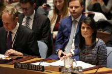 U.S. Ambassador to the United Nations Nikki Haley attends the United Nations Security Council session on imposing new sanctions on North Korea, in New York, U.S., December 22, 2017. PHOTO BY REUTERS/Amr Alfiky