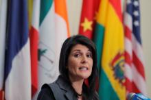 U.S. Ambassador to the United Nations Nikki Haley speaks at UN headquarters in New York, U.S., January 2, 2018. PHOTO BY REUTERS/Lucas Jackson