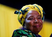 Former African Union chairperson Nkosazana Dlamini-Zuma reacts before addressing a lecture to members of the African National Congress Youth League in Durban, South Africa, April 20, 2017. PHOTO BY REUTERS/Rogan Ward