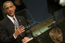 U.S. President Barack Obama addresses the United Nations General Assembly in the Manhattan borough of New York, U.S., September 20, 2016. PHOTO BY REUTERS/Carlo Allegri