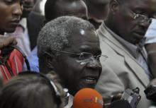 Opposition RENAMO leader Afonso Dhlakama addresses journalists after voting in Mozambique's Presidential, Parliamentary and Provincial Elections