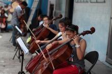 Orchestra members from the Don Bosco Youth and Choir Orchestra participate in a practice in San Salvador, El Salvador, April 20, 2016. PHOTO BY REUTERS/Jose Cabezas