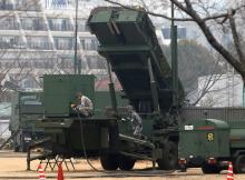 Japan Self-Defense Forces soldiers inject fuels into a unit of Patriot Advanced Capability-3 (PAC-3) missiles at the Defense Ministry in Tokyo. PHOTO BY REUTERS/Kim Kyung-Hoon