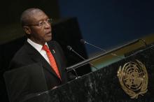 Prime Minister Pakalitha Bethuel Mosisili of Lesotho addresses attendees during the 70th session of the United Nations General Assembly at the U.N. headquarters in New York, October 1, 2015. PHOTO BY REUTERS/Carlo Allegri