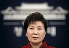South Korean President Park Geun-hye addresses the nation at the Presidential Blue House in Seoul, South Korea, January 13, 2016. PHOTO BY REUTERS/Kim Hong-Ji