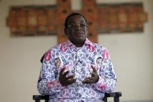 Former Ivory Coast prime minister Pascal Affi N'Guessan, leader of Ivorian Popular Front (FPI), former Ivory Coast president Laurent Gbagbo's party, speaks during an interview with Reuters at his residence in Abidjan, August 14, 2015. PHOTO BY REUTERS/Luc Gnago