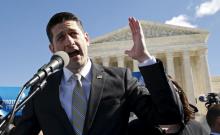 U.S. Speaker of the House Paul Ryan outside the U.S. Supreme Court, March 2, 2016. PHOTO BY REUTERS/Kevin Lamarque