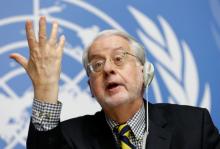Paulo Pinheiro, Chairperson of the Commission of Inquiry on Syria, attends a news conference at the United Nations office in Geneva, Switzerland, September 6, 2017. PHOTO BY REUTERS/Denis Balibouse