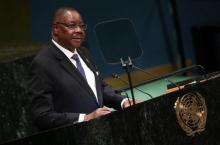 Malawi's President Arthur Peter Mutharika speaks at the Nelson Mandela Peace Summit during the 73rd United Nations General Assembly in New York, U.S., September 24, 2018. PHOTO BY REUTERS/Carlo Allegri