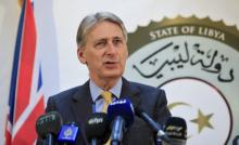 Britain's Foreign Secretary Philip Hammond speaks during a news conference in Tripoli, Libya, April 18, 2016. PHOTO BY REUTERS/Ismail Zitouny