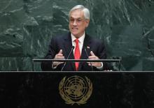 Chile's President Sebastian Pinera addresses the 74th session of the United Nations General Assembly at U.N. headquarters in New York City, New York, U.S., September 24, 2019. PHOTO BY REUTERS/Lucas Jackson