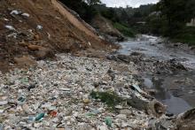 Plastic trash is pictured at the polluted Las Vacas river in the municipality of Chinautla, Guatemala, September 20, 2019. PHOTO BY REUTERS/Luis Echeverria