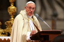 Pope Francis speaks as he leads a consistory ceremony to install 17 new cardinals in Saint Peter's Basilica at the Vatican, November 19, 2016. PHOTO BY REUTERS/Stefano Rellandini