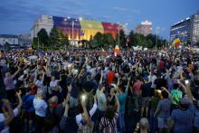 Thousands of Romanians joined an anti-government rally in the capital Bucharest, Romania, August 11, 2018. PHOTO BY REUTERS/Inquam Photos/Octav Ganea