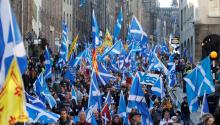 'All Under One Banner' pro-independence protesters take part in a march and rally in Edinburgh, Scotland, October 6, 2018. PHOTO BY REUTERS/Russell Cheyne