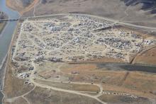 Dakota Access Pipeline protesters are seen at the Oceti Sakowin campground near the town of Cannon Ball, North Dakota, U.S. November 19, 2016 in an aerial photo provided by the Morton County Sheriff's Department. PHOTO BY REUTERS
