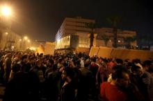 Protesters gather in front of the Cairo security directorate in Cairo, Egypt, February 18, 2016. PHOTO BY REUTERS/Mohamed Abd El Ghany
