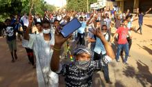 Sudanese demonstrators chant slogans as they march along the street during anti-government protests in Khartoum, Sudan, December 25, 2018. PHOTO BY REUTERS/Mohamed Nureldin Abdallah