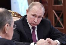 Russian President Vladimir Putin looks on during a meeting with Defence Minister Sergei Shoigu and Foreign Minister Sergei Lavrov at the Kremlin in Moscow, Russia, February 2, 2019. PHOTO BY REUTERS/Sputnik/Alexei Nikolsky/Kremlin 