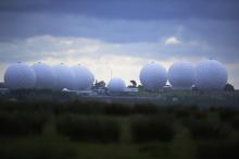 RAF Menwith Hill base, which provides communications and intelligence support services to the United Kingdom and the U.S. is pictured near Harrogate, northern England