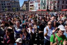 People attend a rally following the announcement of disarmament by armed separatists ETA in Bayonne, April 8, 2017. PHOTO BY REUTERS/Vincent West
