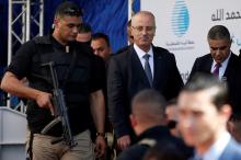 Palestinian Prime Minister Rami Hamdallah arrives at the inauguration ceremony of a waste treatment plant after an explosion targeted his convoy, in the northern Gaza Strip, March 13, 2018. PHOTO BY REUTERS/Mohammed Salem