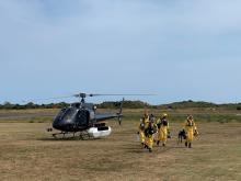 New Zealand Police Search and Rescue and Disaster Victim Identification staff return to Whakatane Airport after conducting a search for bodies in the aftermath of the eruption of White Island volcano, which is also known by its Maori name Whakaari, December 15, 2019. PHOTO BY New Zealand Police