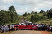 Residents of Kilgoris in Trans Mara District match during a campaign against female genital mutilation (FGM)