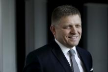 Slovakia's Prime Minister and leader of Smer party Robert Fico leaves after a live broadcast of a debate after the country's parliamentary election, in Bratislava, Slovakia, March 6, 2016. PHOTO BY REUTERS/David W Cerny