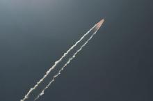 India's Polar Satellite Launch Vehicle (PSLV) C45, carrying Electromagnetic Spectrum Measurement satellite 'EMISAT' and 28 other satellites, lifts off from the Satish Dhawan Space Centre in Sriharikota, India, April 1, 2019. PHOTO BY REUTERS/P. Ravikumar