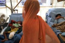 Rohingya refugees Mohammed Saiful, 6, (L) and Nur Hashim, 9, recover in the Norwegian-Finnish Red Cross field hospital at Kutupalong refugee camp near Cox's Bazar, Bangladesh, November 22, 2017. PHOTO BY REUTERS/Susana Vera