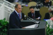 Russia's Minister of Foreign Affairs Sergey Lavrov speaks during the 68th session of the United Nations General Assembl