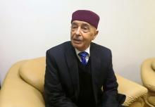 Aguila Saleh, Libya's parliament president, speaks during an Interview with Reuters in Al-Qubba, Libya, January 12, 2019. PHOTO BY REUTERS/Ayman al-Warfalli