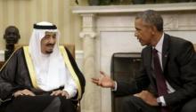 U.S. President Barack Obama (R) meets with Saudi King Salman bin Abdulaziz in the Oval Office of the White House in Washington, September 4, 2015. PHOTO BY REUTERS/Gary Cameron