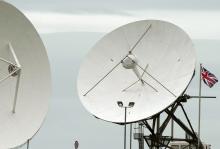 Satellite dishes are seen at GCHQ's outpost at Bude, close to where trans-Atlantic fibre-optic cables come ashore in Cornwall, southwest England in this file photograph dated June 23, 2013. PHOTO BY REUTERS/Kieran Doherty