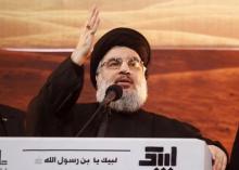 Lebanon's Hezbollah leader Sayyed Hassan Nasrallah addresses his supporters during a rare public appearance at an Ashoura ceremony in Beirut's southern suburbs, November 3, 2014. PHOTO BY REUTERS/Khalil Hassan