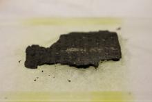 Fragment of Herculaneum scroll is fixed in place at a Diamond Light Source experimental station after it was scanned using bright x-rays in Didcot, Britain, September 30, 2019. PHOTO BY REUTERS/George Sargent