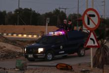 Jordanian security forces leave Swaqa prison near Amman, following the execution of two Iraqi prisoners, February 4, 2015. PHOTO BY REUTERS/Muhammad Hamed