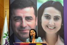 Serpil Kemalbay, newly elected co-chairwoman of the Pro-Kurdish Peoples' Democratic Party (HDP), speaks during her party's extraordinary congress in Ankara, Turkey, May 20, 2017. PHOTO BY REUTERS/Stringer