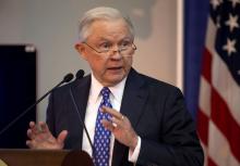 U.S. Attorney General Jeff Sessions delivers remarks to the Office of Justice Programs' National Institute of Justice Opioid Research Summit in Washington, U.S., September 25, 2018. PHOTO BY REUTERS/Al Drago
