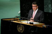 German Vice Chancellor Sigmar Gabriel addresses the 72nd United Nations General Assembly at U.N. headquarters in New York, U.S., September 21, 2017. PHOTO BY REUTERS/Eduardo Munoz