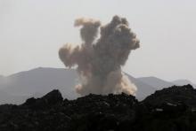 Smoke billows from the site of a Saudi-led air strike on a Houthi position in the Yemeni frontline province of Marib, September 15, 2015. PHOTO BY REUTERS/Stringer