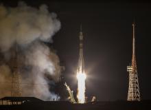 The Soyuz TMA-15M spacecraft carrying the International Space Station crew of Anton Shkaplerov of Russia, Terry Virts of the U.S. and Samantha Cristoforetti of Italy blasts off from the launch pad at the Baikonur cosmodrome, November 24, 2014. PHOTO BY REUTERS/Shamil Zhumatov