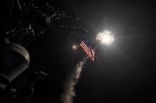 U.S. Navy guided-missile destroyer USS Porter (DDG 78) conducts strike operations while in the Mediterranean Sea which U.S. Defense Department said was a part of cruise missile strike against Syria on April 7, 2017. PHOTO BY REUTERS/Ford Williams/Courtesy U.S. Navy