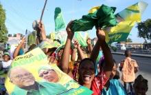 Supporters of Tanzania Presidential candidate of the ruling Chama Cha Mapinduzi (CCM) John Pombe Magufuli celebrate after he was declared the winner of the presidential election, in Dar es Salaam, October 29, 2015. PHOTO BY REUTERS/Emmanuel Herman