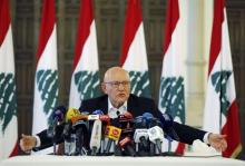 Lebanon's Prime Minister Tammam Salam speaks during a news conference at the government palace in Beirut, Lebanon, August 23, 2015. PHOTO BY REUTERS/Mohamed Azakir